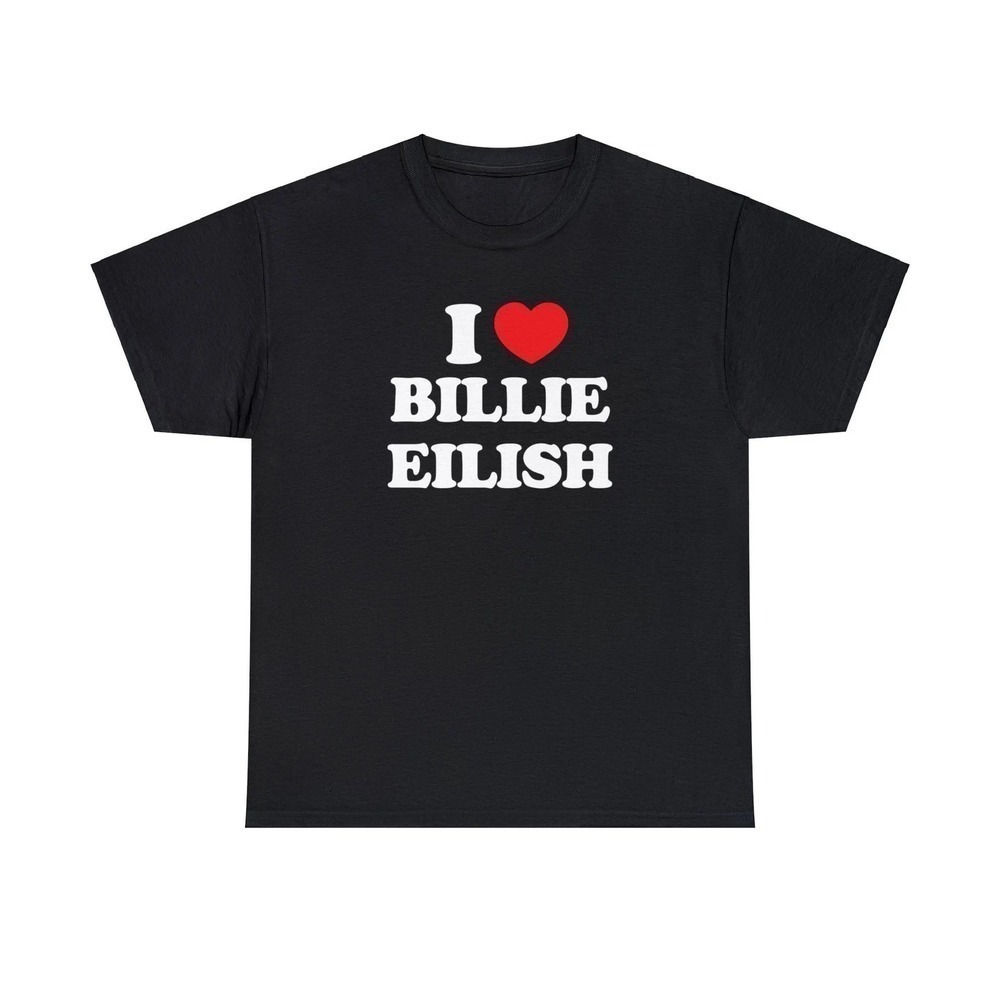 I Love Billie Eilish Pop Music Fan Heavy Cotton T-Shirt